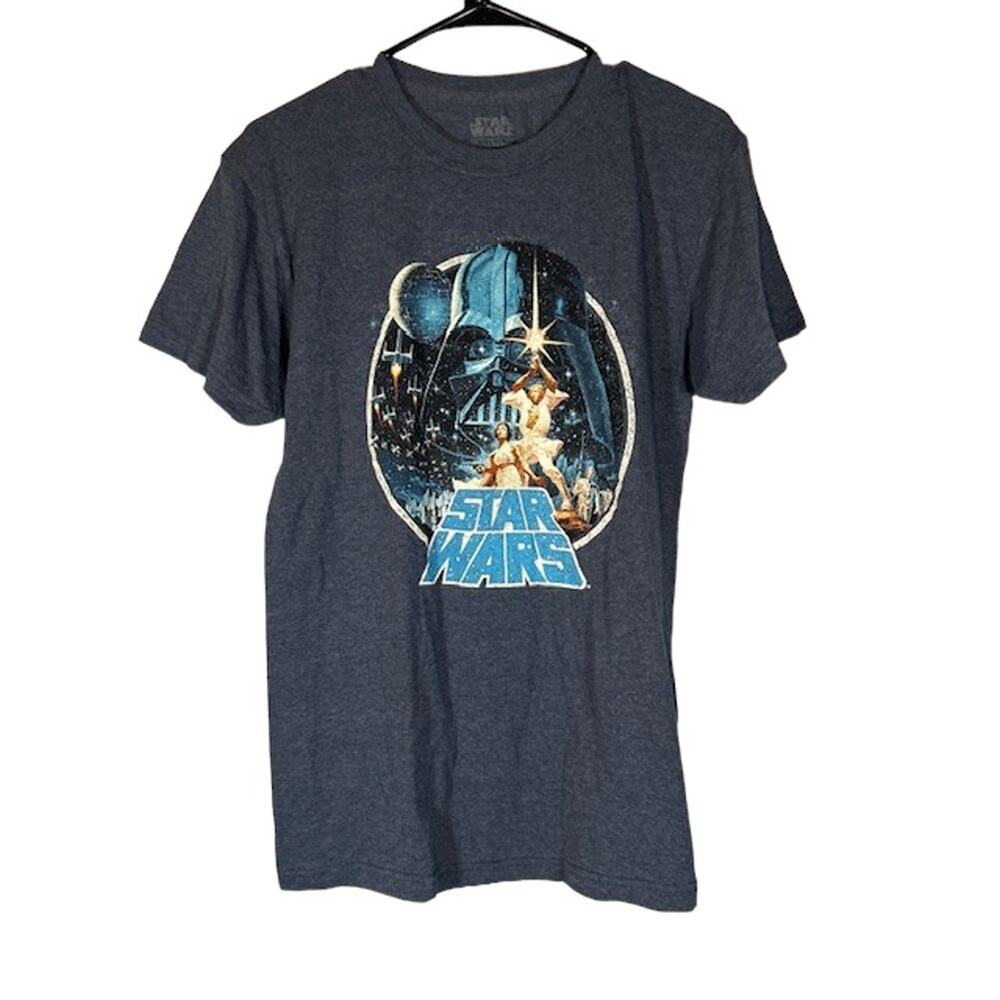 Star Wars Navy Blue Short Sleeve Cotton Logo Front Casual T-Shirt Men Sz S